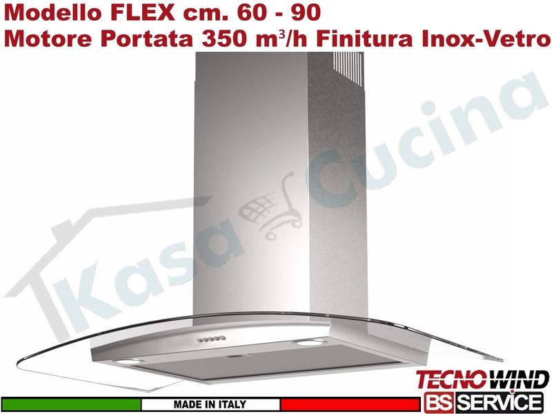 Cappa Elica TONDA IX F/90 cm.90 Acciaio inox Motore 200_400 m/h
