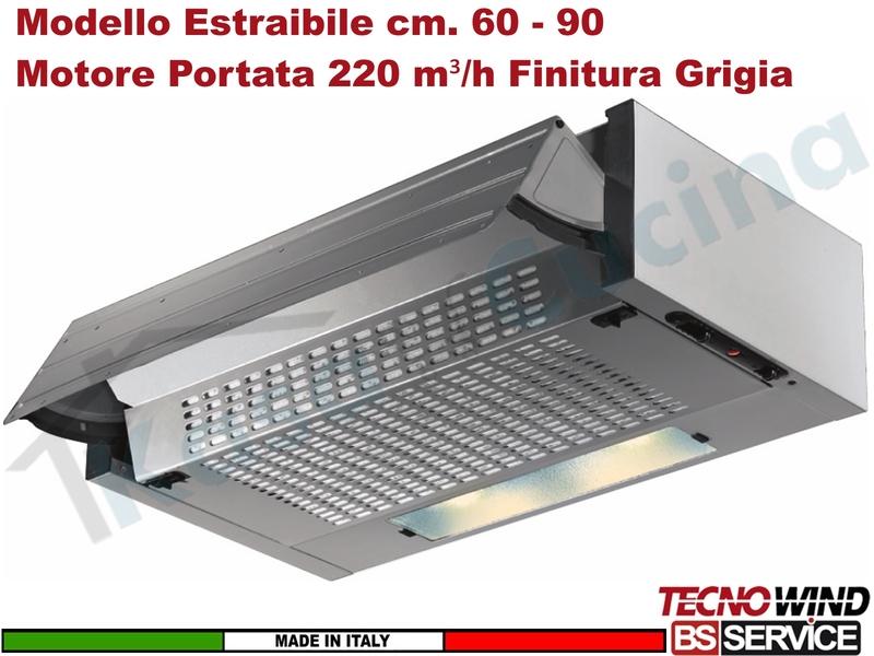 Cappa ESTRAIBILE Gruppo Incasso 60 Sottopensile K104R0076 Motore 220 m³/h Cla. D