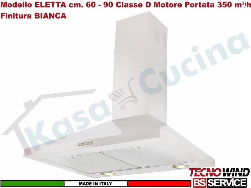 Cappa Parete Camino Moderna 60 Tecnowind ELETTA WHITE K217R0216 Motore 350 m³/h