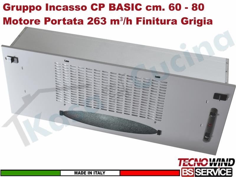 Cappa Gruppo Incasso 80 Sottopensile CP BASIC K102R0189 Motore 263 m³/h Classe D