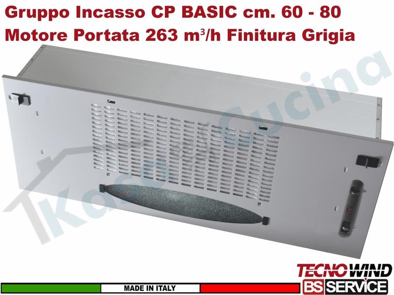 Cappa Gruppo Incasso 60 Sottopensile CP BASIC K102R0188 Motore 263 m³/h Classe D