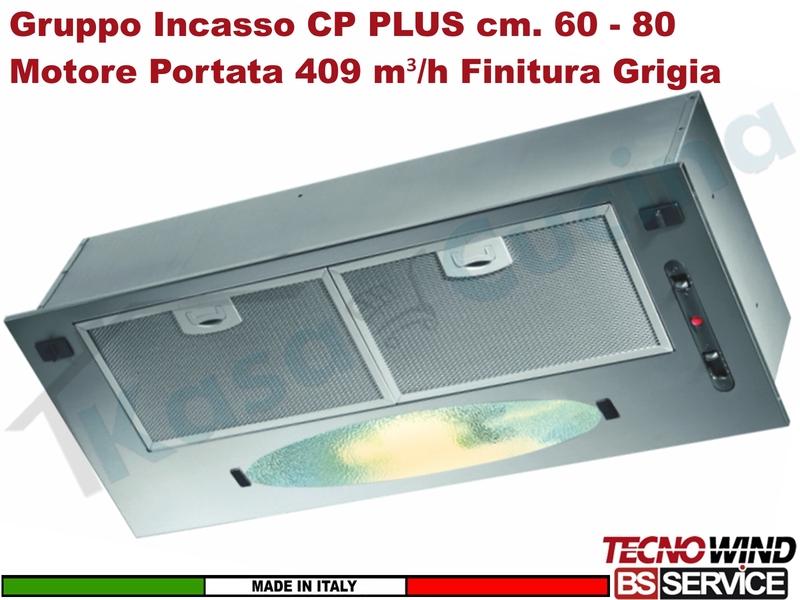 Cappa Gruppo Incasso 80 Sottopensile CP PLUS K102R0191 Motore 409 m³/h Classe D