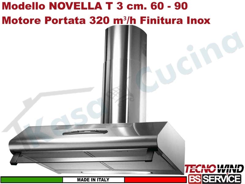 Cappa Sotto Pensile 90 NOVELLA T 3 K002R0657 + Camino Motore 220 m³/h Classe C