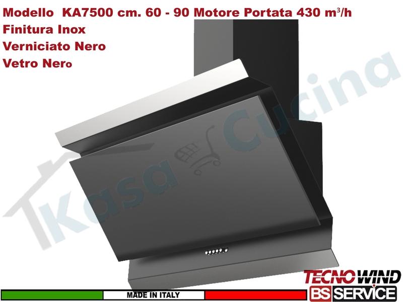 Cappa a Parete 60 Moderna KA7500 K40NR0019 Inox - Nera + Vetro Motore 430 m³/h