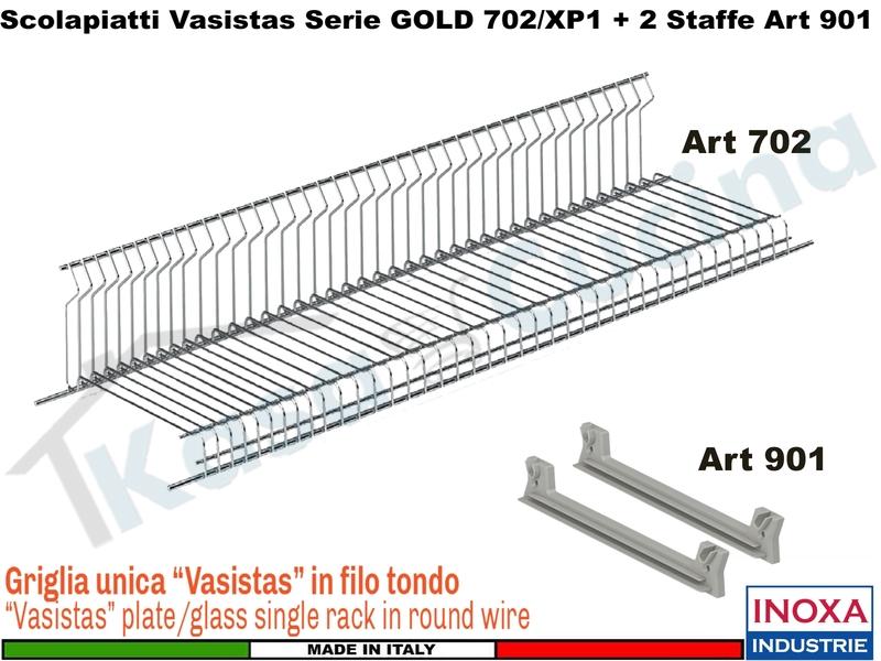 Kit Scolapiatti Vasistas Pensile 120 INOXA 702/120 Griglia unica + 2 Staffe 901