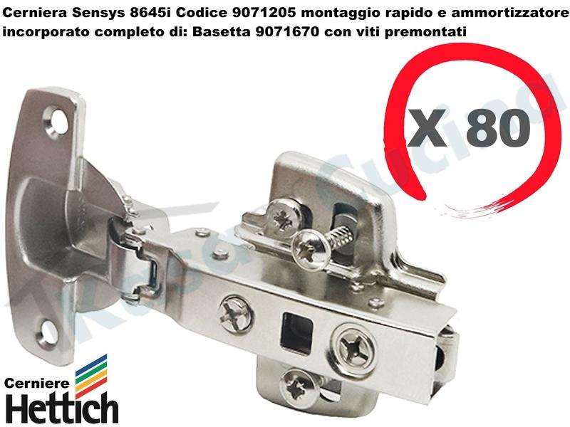 80 Cerniere Clip HETTICH Ammortizzata 110° Sensys 8645i 9071205 + Base 9071670