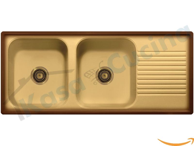 Lavello Incasso Old Frlorence cm.116x50 Terra di Francia 2 Vasche Pilette Ottone [HSFLRNC1162STFOB]