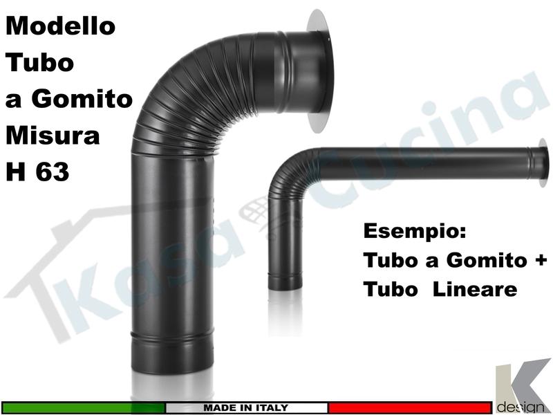 Tubo a Gomito x cappa mod.K 114-W / K 115 / K 125 / k114 Isola - NERO LAVAGNA