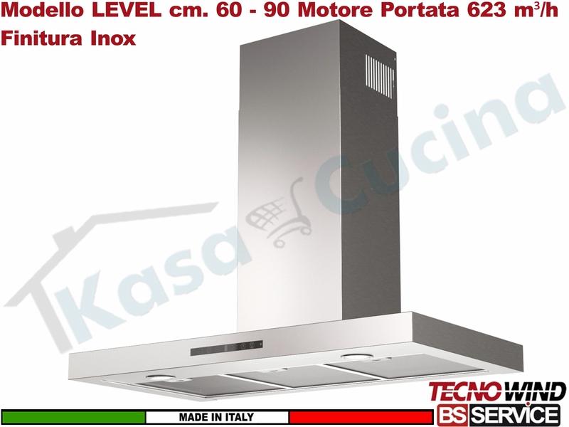 Cappa Parete a T 60 Tecnowind LEVEL MID PLUS INOX K326I0043 Motore 623 m³/h