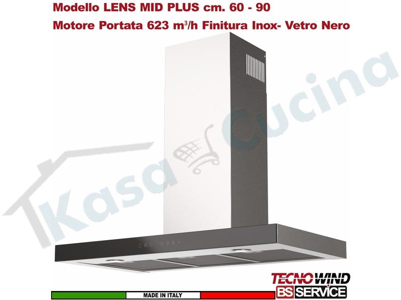 Cappa Parete a T 90 Tecnowind LENSMID PLUS INOX K337I0024 Motore 623 m³/h Clas.C