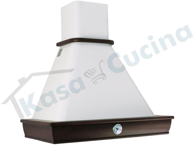 Cappa Cucina Rustica Aspirante Filtrante 120 cm 500 m³/h Made in Italy ● K ZOE 120 G Bianca Camino Estensibile Cornice Legno Grezzo ● Filtri Antigrasso in Alluminio lavabili, Illuminazione LED  e 3 Livelli di Velocità esercizio