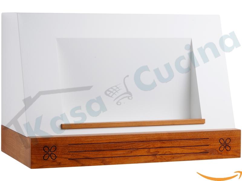 Cappa Cucina Rustica Aspirante Filtrante 120 cm 500 m³/h Made in Italy ● K BORGO ANTICO 120 G Bianca Cornice Legno Grezzo ● Filtri Antigrasso in Alluminio lavabili, Illuminazione LED e 3 Livelli di Velocità esercizio