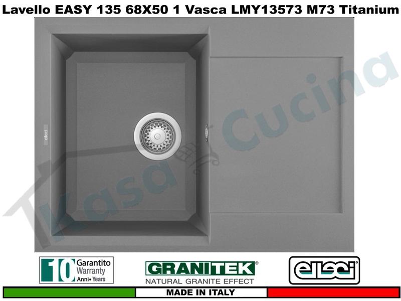 Lavello da Incasso 1 Vasca e Gocciolatoio cm.68X58 Easy M73 Titanium