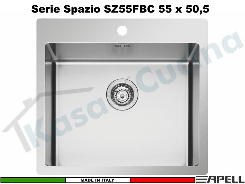 Lavello Incasso Cucina FHULLER APELL QR55FCBR QUADRO R15 1 Vasca Sopra - Filotop 55 x 50