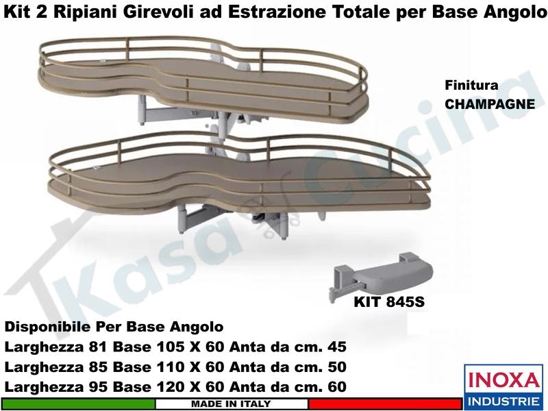 Meccanismo Angolo Estraibile Totale Ammortizzato 846BE 105X60 Anta 45 SX Champag