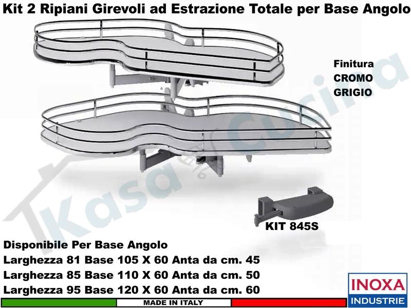 Meccanismo Angolo Estraibile Totale Ammortizzato 846BE 105X60 Anta 45 SX Cr-Grig