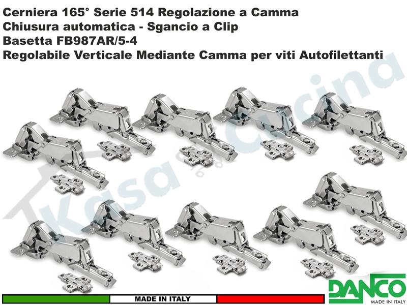 Set 10 Cerniere Clip Danco F51401P44 PIANA Automatica 165° Cucina + Basetta 987