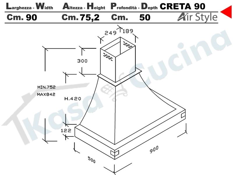 Cappa FHULLER Parete Rustica Creta 90 Legno Frassino o Tiglio Grezzo + MOTORE 420 m³/h