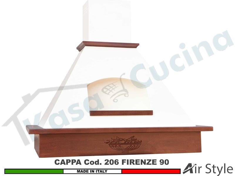 Cappa Parete Rustica Firenze 90 Legno Frassino o Tiglio Verniciata + MOTORE 420m³