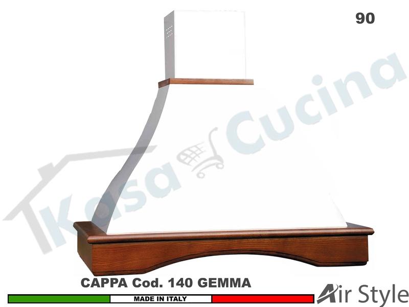 Cappa Parete Rustica GEMMA 90 Legno Frassino o Tiglio Verniciata + MOTORE 420m³/h
