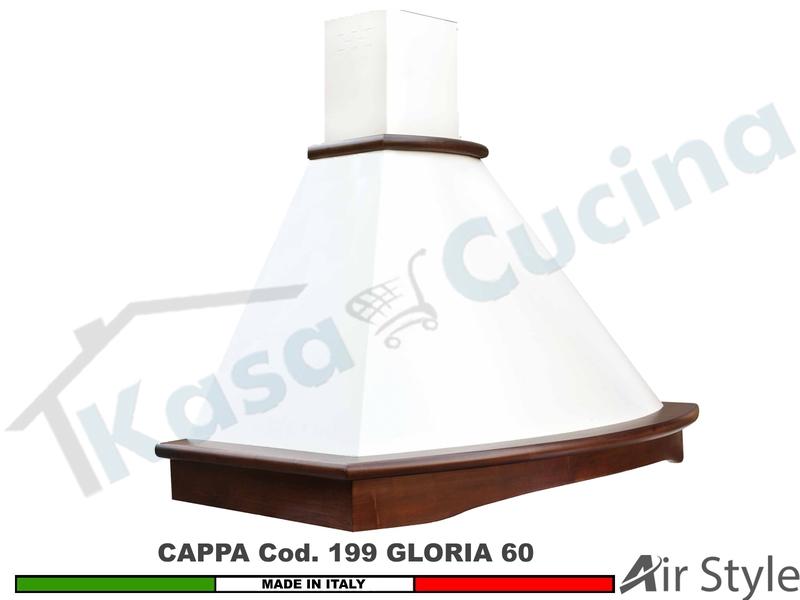 Cappa Parete Rustica GLORIA 60 Legno Frassino o Tiglio Grezzo + MOTORE 420 m³/h