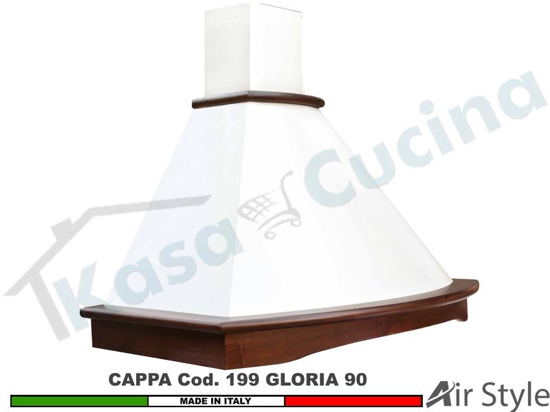 Cappa Parete Rustica GLORIA 90 Legno Frassino o Tiglio Verniciata + MOTORE 420m³/h