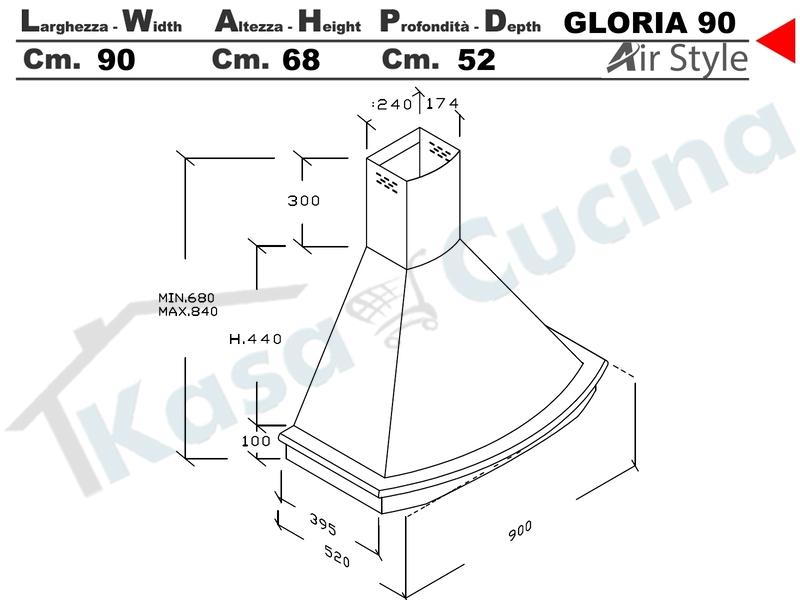 Cappa Parete Rustica GLORIA 90 Legno Frassino o Tiglio Grezzo + MOTORE 420 m³/h