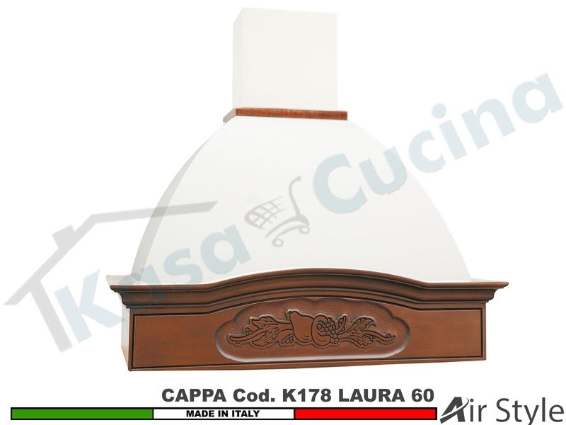 Cappa Parete Rustica LAURA 60 Legno Frassino o Tiglio Verniciata + MOTORE 420m³