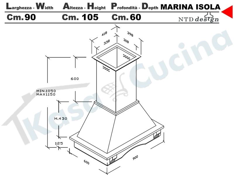 Cappa Angolo MARINA ISOLA 90X60 Legno Frassino o Tiglio Verniciata + MOTORE 420 m³h