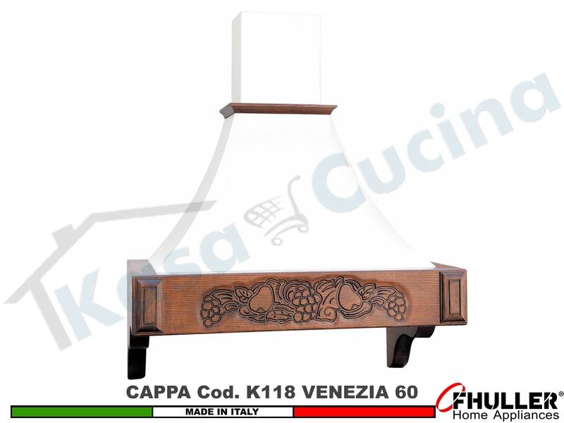 Cappa Parete Rustica VENEZIA 60 Legno Frassino o Tiglio Verniciata + MOTORE 420m³