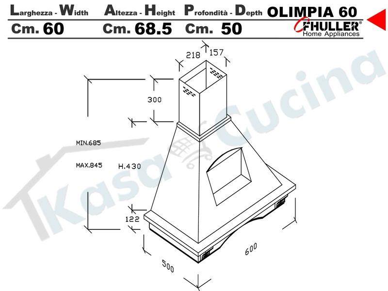 Cappa Parete Rustica OLIMPIA 60 Legno Frassino o Tiglio Grezzo + MOTORE 420 m³/h