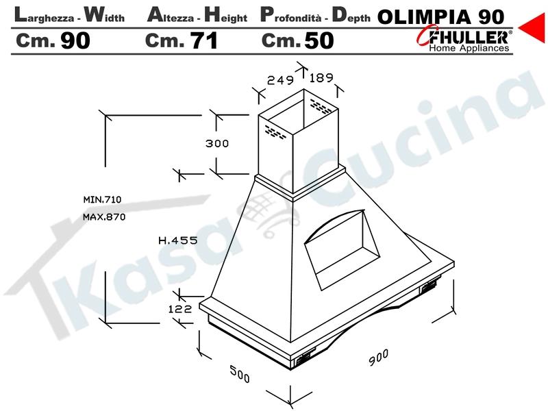 Cappa Parete Rustica OLIMPIA 90 Legno Frassino o Tiglio Verniciata + MOTORE 420m³/h