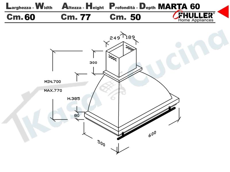 Cappa Parete Rustica Marta 60 Verniciata ANTRACITE Tubo Rame Motore 420 M³/h