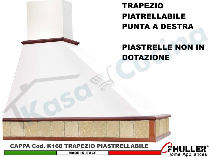 Cappa FHULLER TRAPEZIO Piastrellabile 120 Legno Frassino/Tiglio Grezza + MOTORE 420 m³/h Punta DX