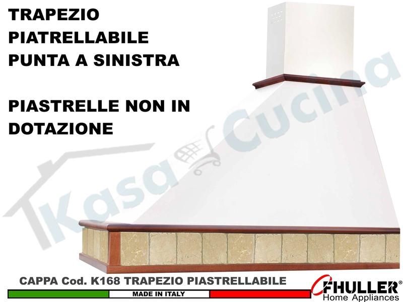 Cappa FHULLER TRAPEZIO Piastrellabile 120 Legno Frassino/Tiglio Grezza + MOTORE 420 m³/h Punta SX