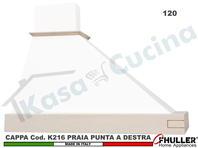 Cappa FHULLER TRAPEZIO PRAIA 120 Legno Frassino/Tiglio Grezza + MOTORE 420 m³/h Punta DX