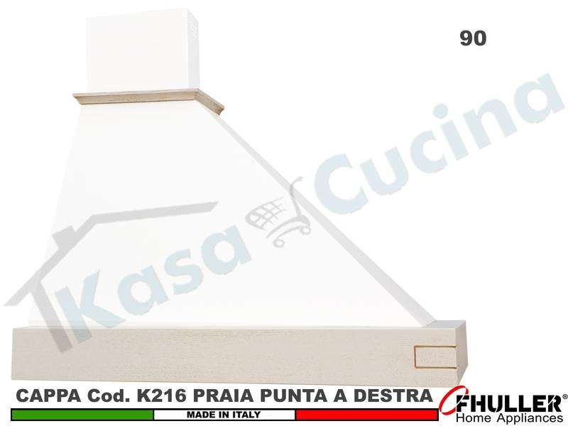 Cappa FHULLER TRAPEZIO PRAIA 90 Legno Frassino/Tiglio Grezza + MOTORE 420 m³/h Punta DX