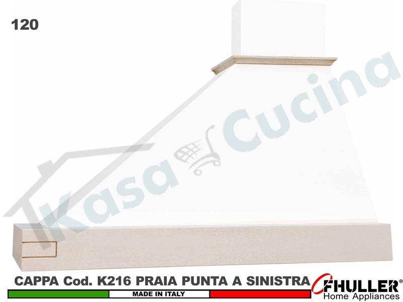 Cappa FHULLER TRAPEZIO PRAIA 120 Legno Frassino/Tiglio Grezza + MOTORE 420 m³/h Punta SX