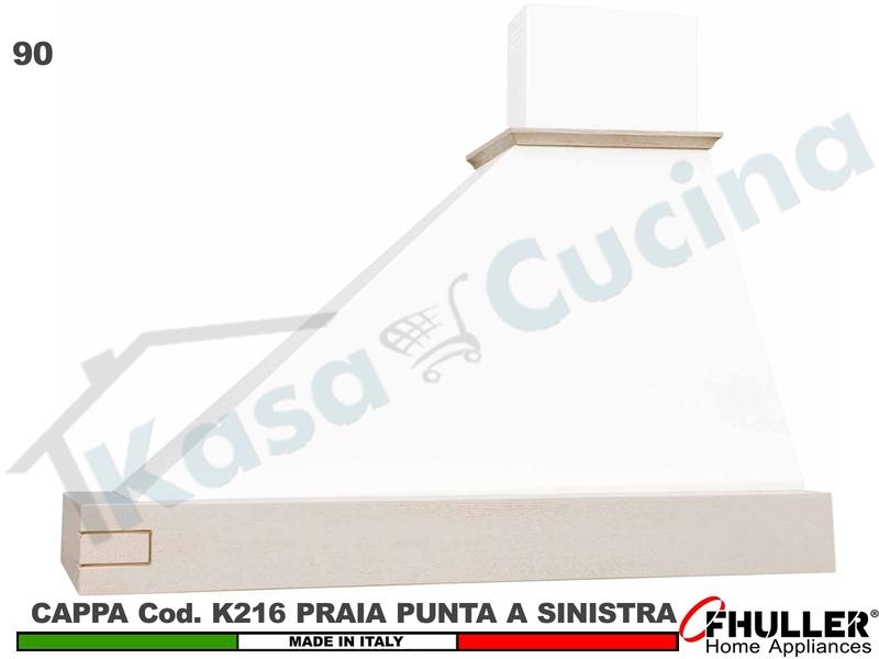 Cappa FHULLER TRAPEZIO PRAIA 90 Legno Frassino/Tiglio Grezza + MOTORE 420 m³/h Punta SX