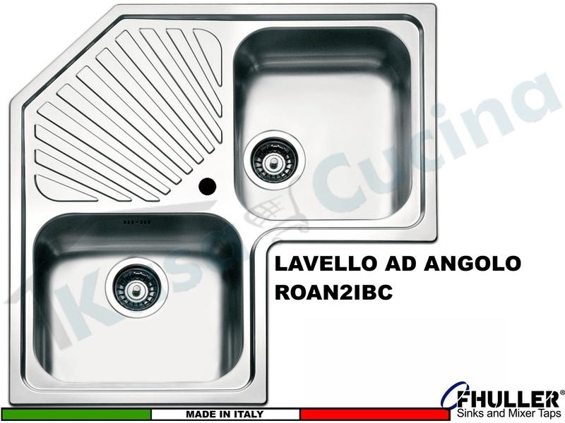 Lavello Angolo Incasso Apell-FHULLER ROAN2IBC 83X83 2 Vasche Acciaio Spazzolato