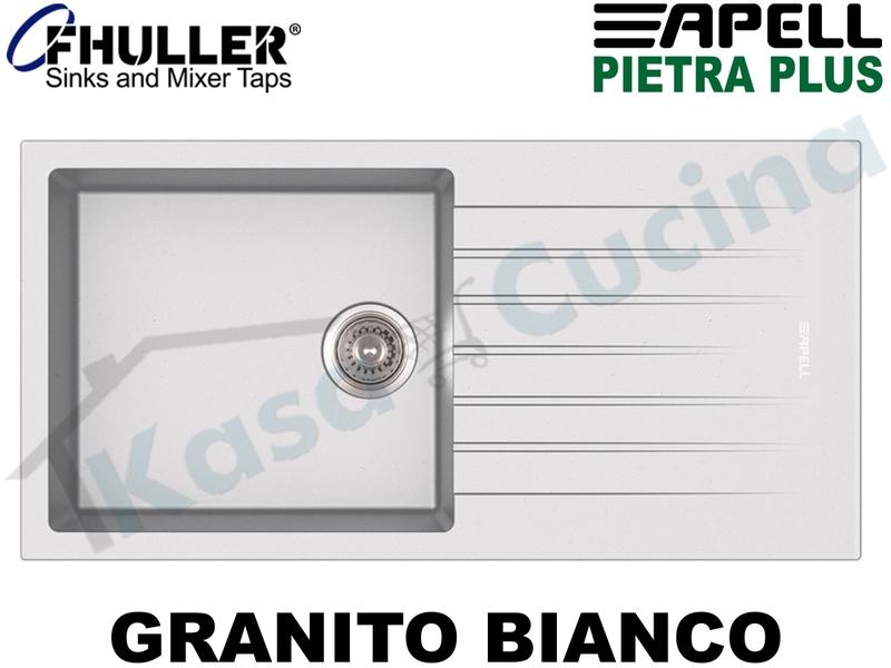 Lavello Incasso Apell-Fhuller PTPL1001GW 100X50 1 Vasca + Gocc. Granito Bianco