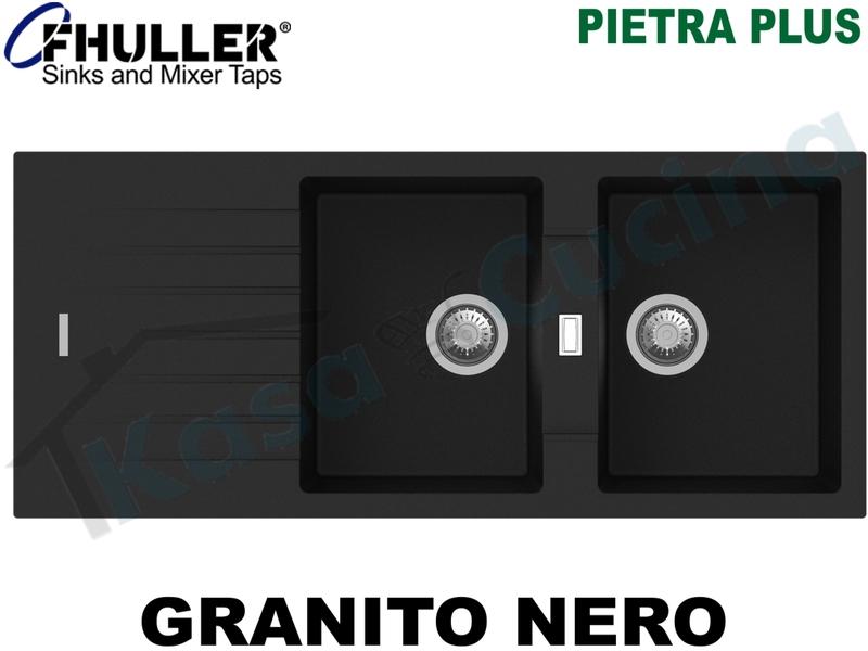Lavello Incasso Apell-Fhuller PTPL1162GB 116X50 2 Vasche + Gocc. Granito Nero