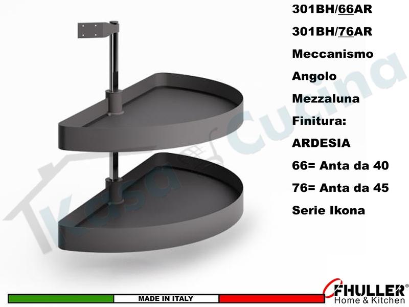Kit 2 Cestelli Mezzaluna Girevoli x Base Min.100X60 Per Anta 40 Ardesia