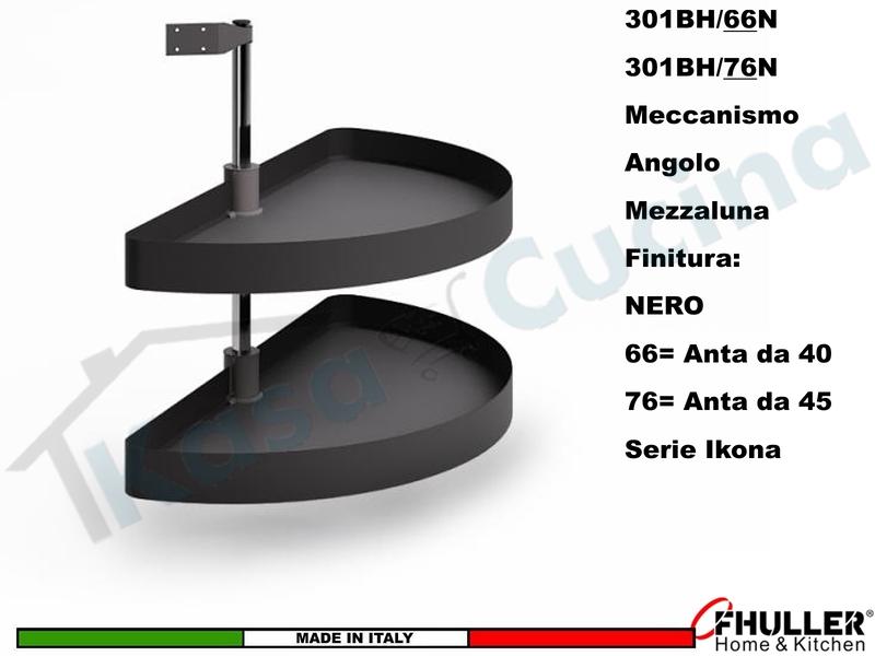 Kit 2 Cestelli Mezzaluna Girevoli x Base Min.100X60 Per Anta 40 Nero