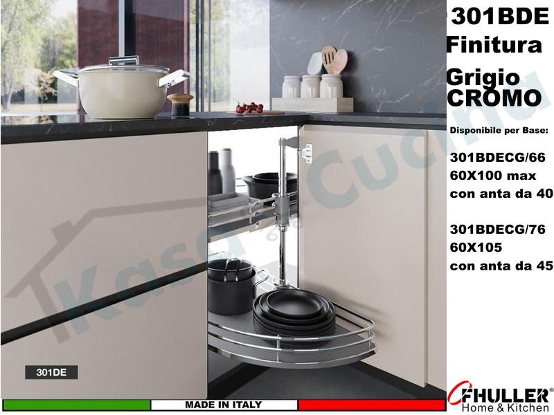 Cestello Mezzaluna Girevole x Base Min.105X60 Anta 45 4301BE/76CG Cromo Grigio