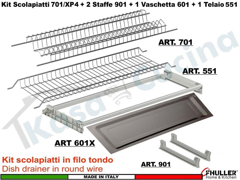 Kit Scolapiatti 80 701/80XP4 + 2 Staffe + 1 Vaschetta 601 INOX + 1 Telaio 551