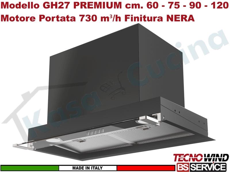 Cappa Gruppo Incasso 60 Sottopensile GH27 PREMIUM K170I0007 BLACK STOP DROP Cl.A