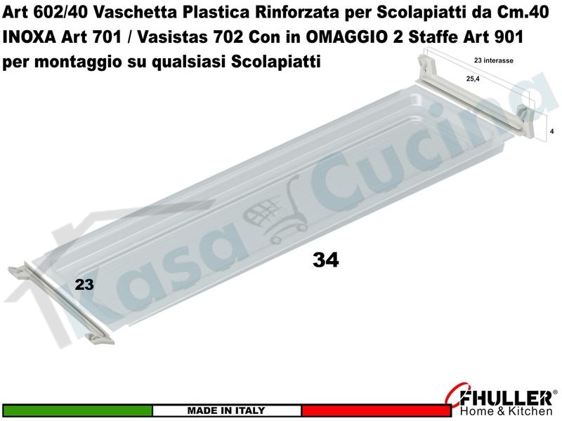 Vaschetta Raccogligocce TRASPARENTE INOXA 602/40AR Per Scolapiatti da 40 + 2 901