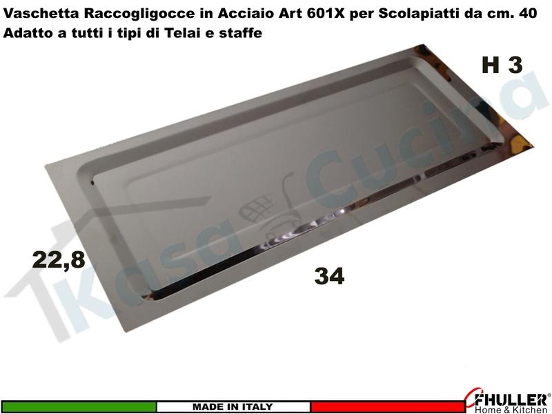 Vaschetta Raccogligocce Acciaio INOXA 601X/40 per scolapiatti 701/702