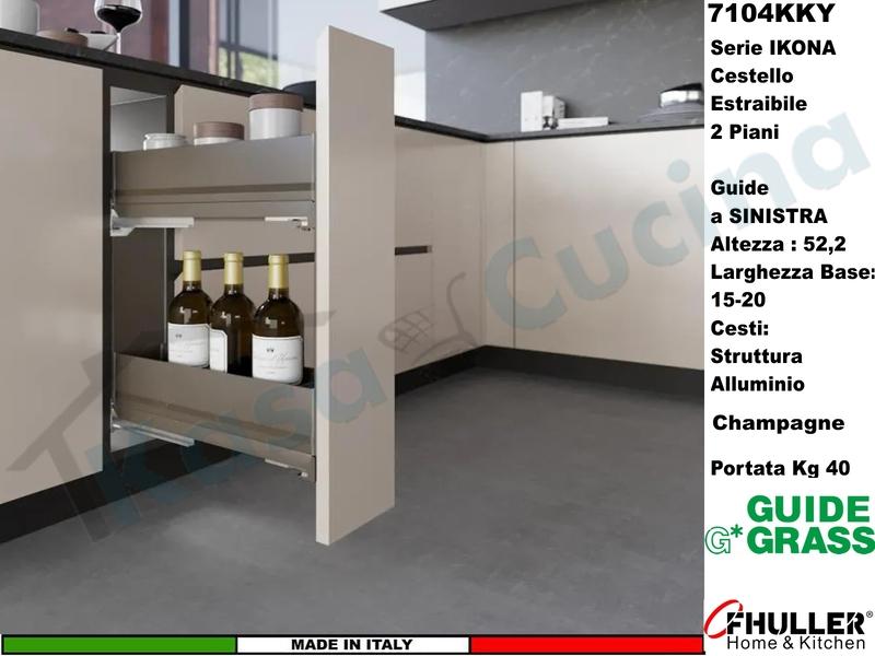 Carello Jolly Estraibile INOXA IKONA 7104KY/15PCH Base 15 Guide Grass CHAMPAGNE